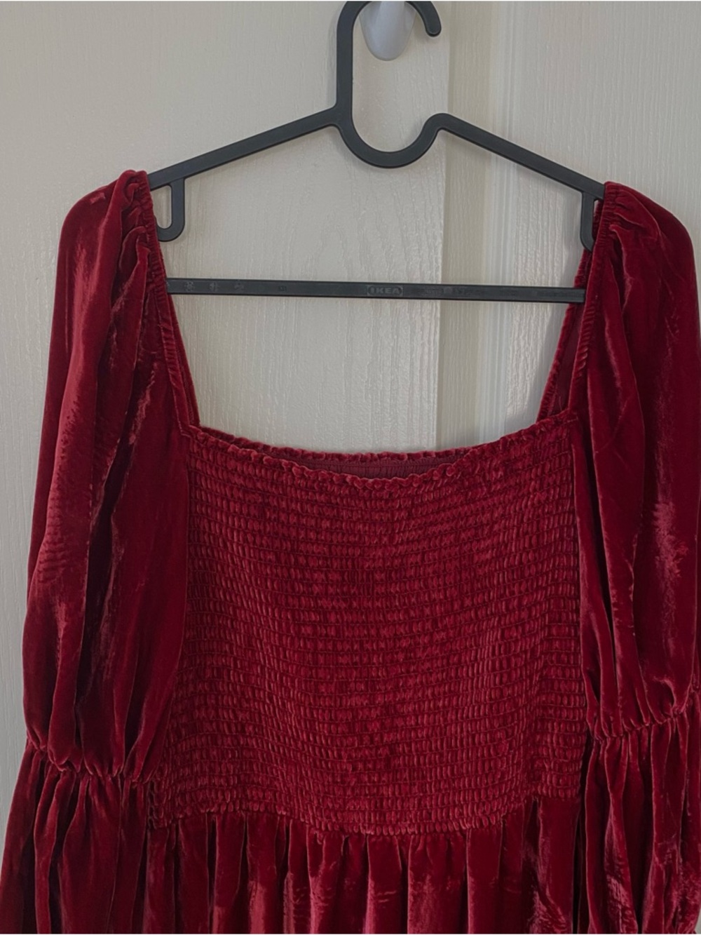 $278 Reformation Albi Burgundy Velvet Velour Silk Puff Sleeves Mini Dress Size M - Picture 5 of 14